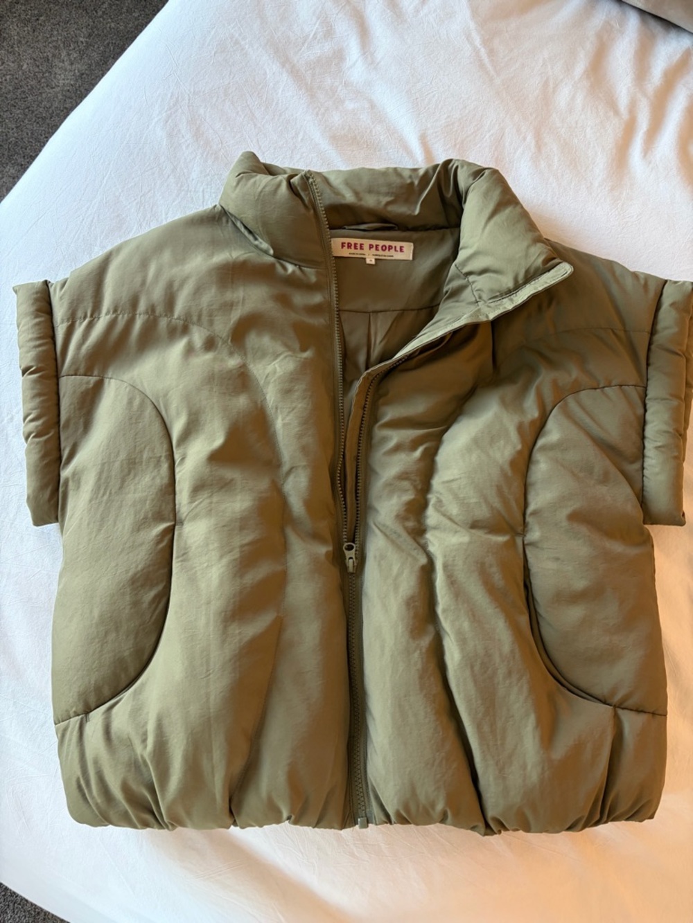 Free People Olive Green Puffer Vest
